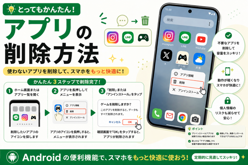 アプリの削除方法【容量を空ける】