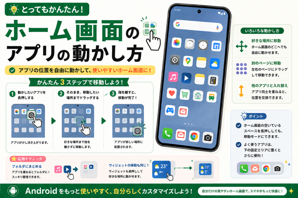 ホーム画面のアプリの動かし方