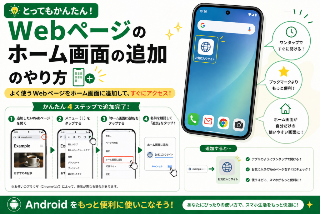 Webページのホーム画面の追加のやり方